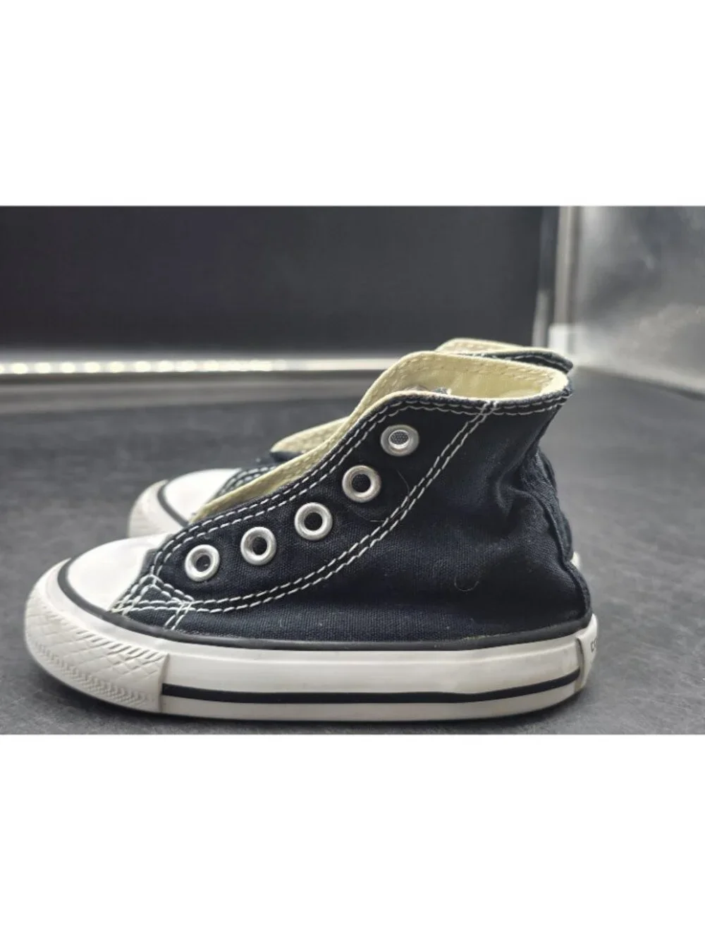 Converse All Star Shoes Infant Size 4 Black Hi Top Sneakers Missing Laces